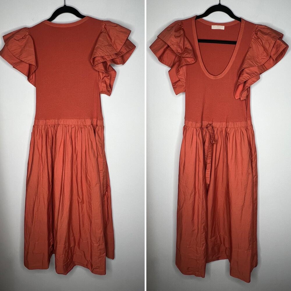 Ulla Johnson Orange Poplin Louise Midi Dress Size… - image 3